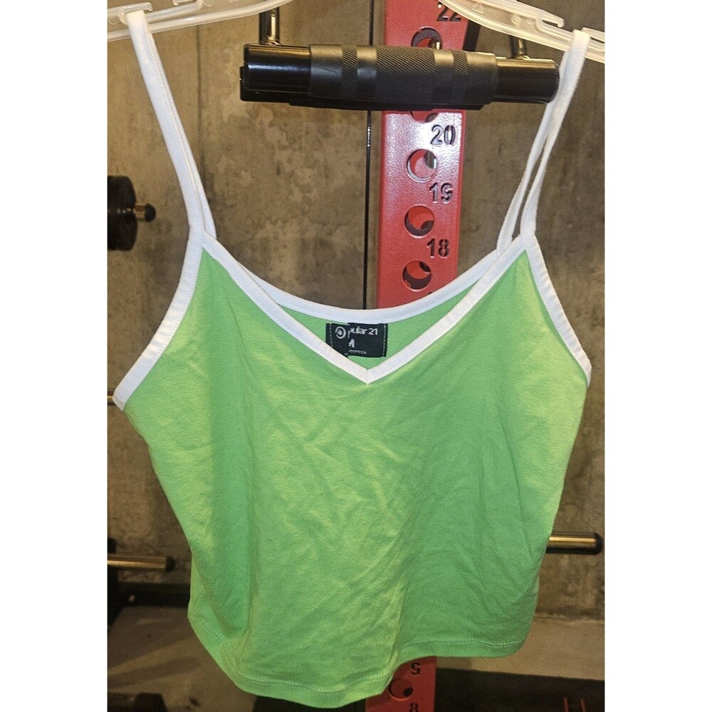 Popular 21, Beach Babe Drop, Lime Green Tank Top Size M